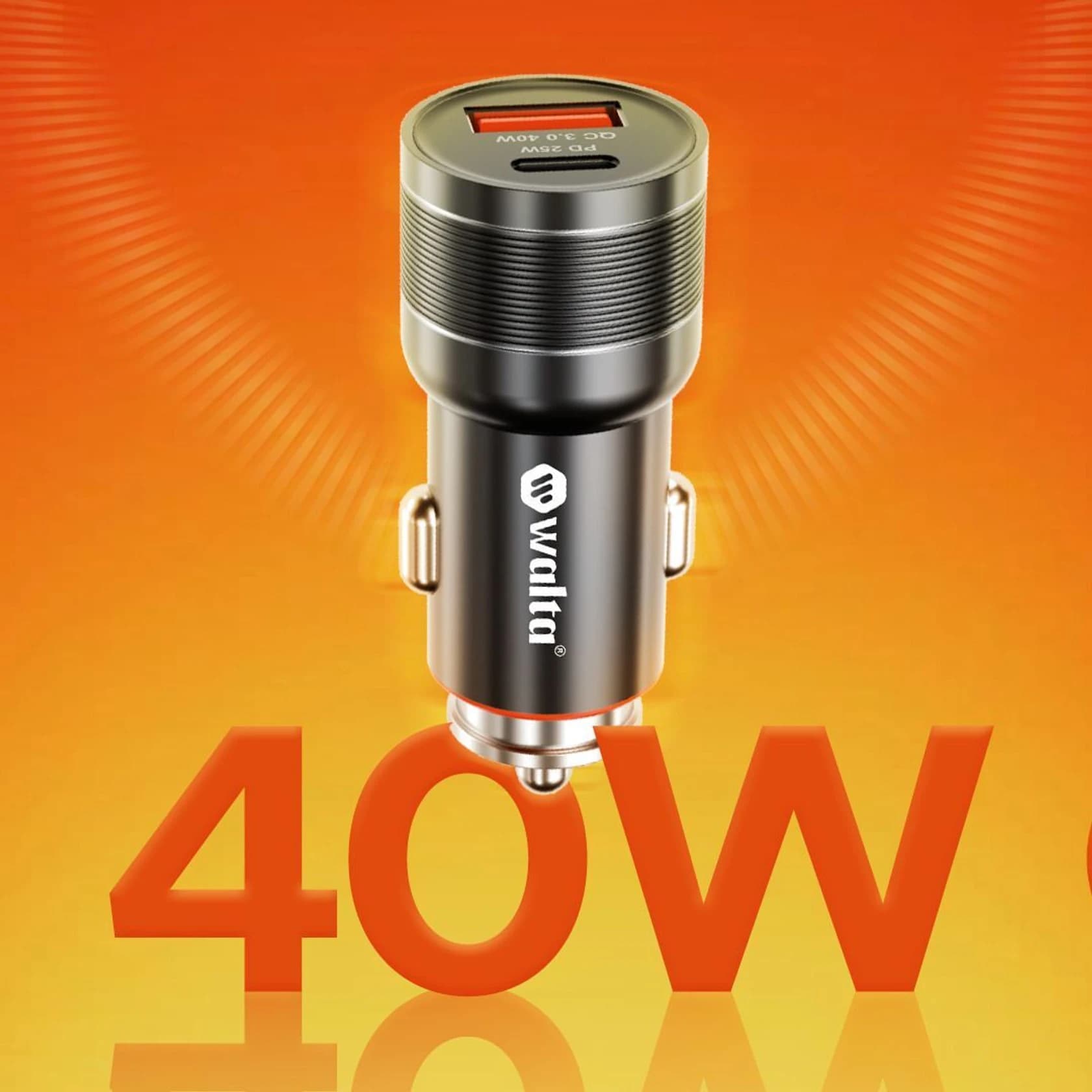 Tri-Maxx 40W Dual Port Car Charger with 3-in-1 Integrated Cable