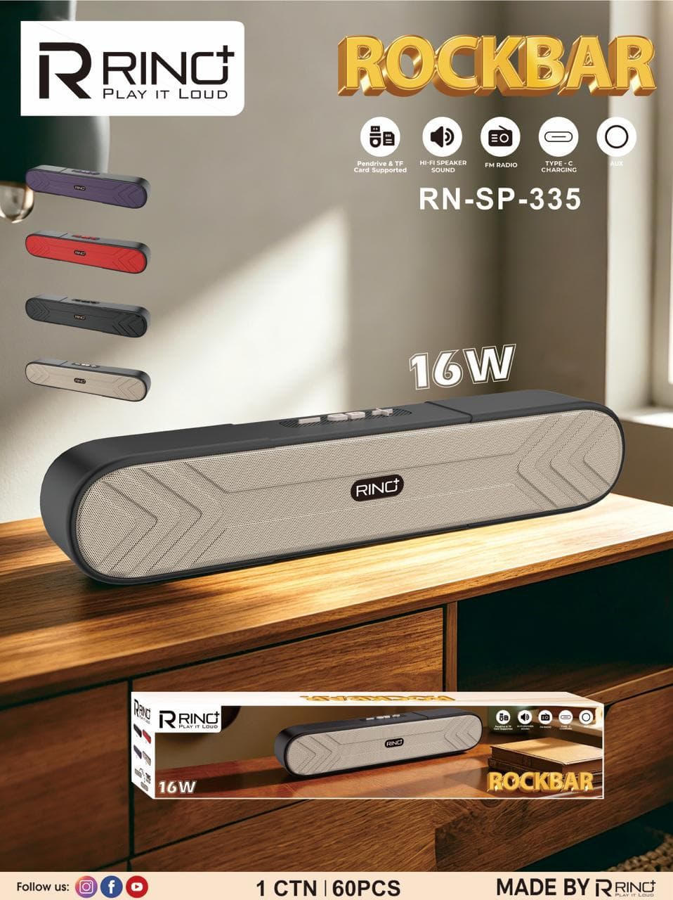 Rring+ Rockbar Wireless Soundbar Speaker