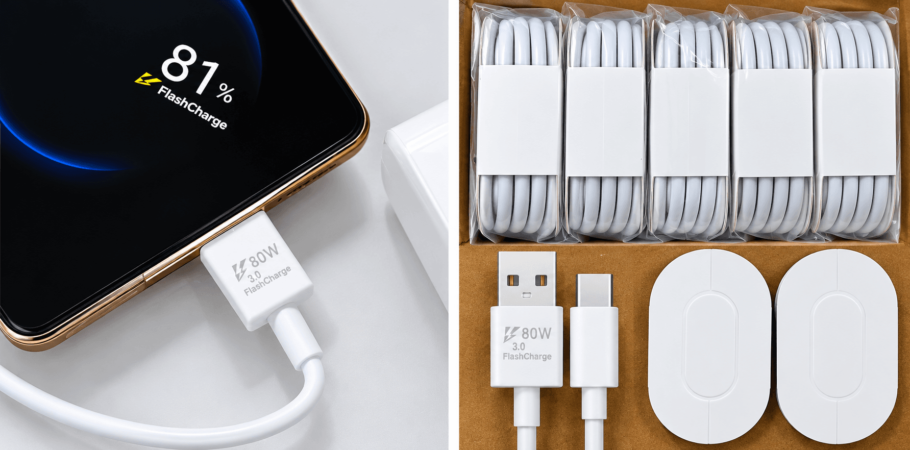Vivo / IQOO 80W FlashCharge 2.0 USB Type-A To Type-C Cable