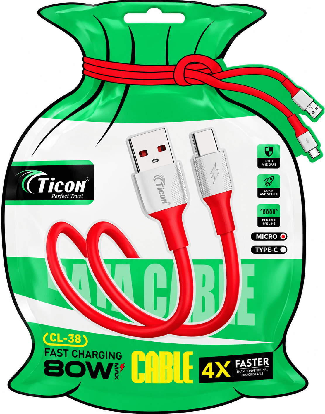 Ticon CL-38 80W Fast Charging  TypeC Cable