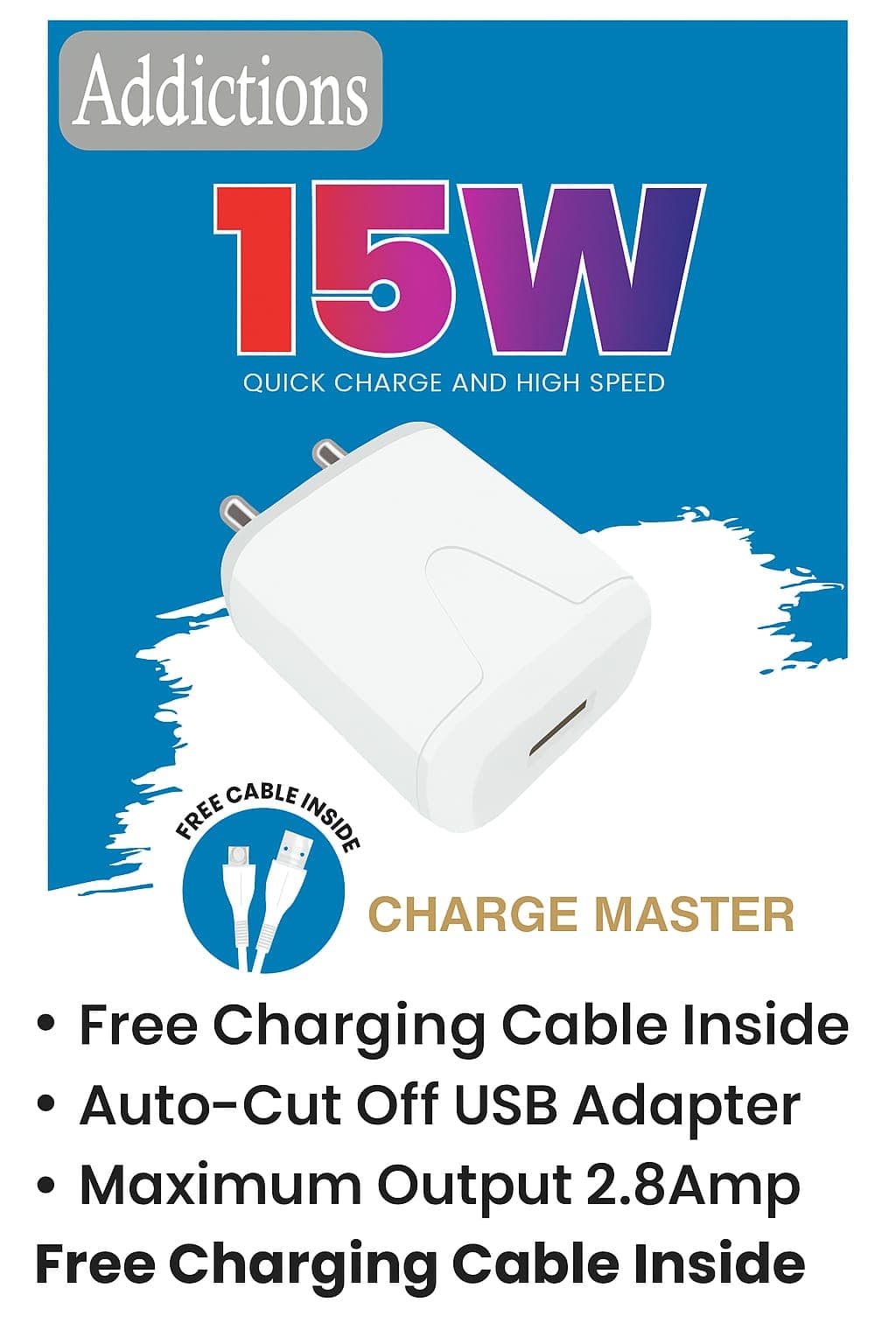 Addictions Charge Master 15W Quick Charge Wall Charger Adapter