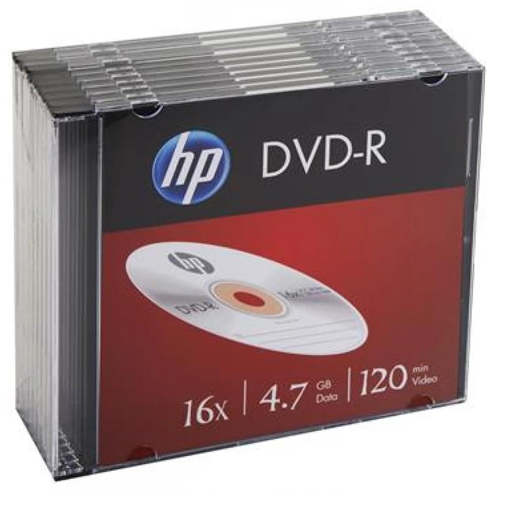 HP DVD-R 4.7GB Premium Recordable Digital Versatile Disc Slimcase 16x Speed