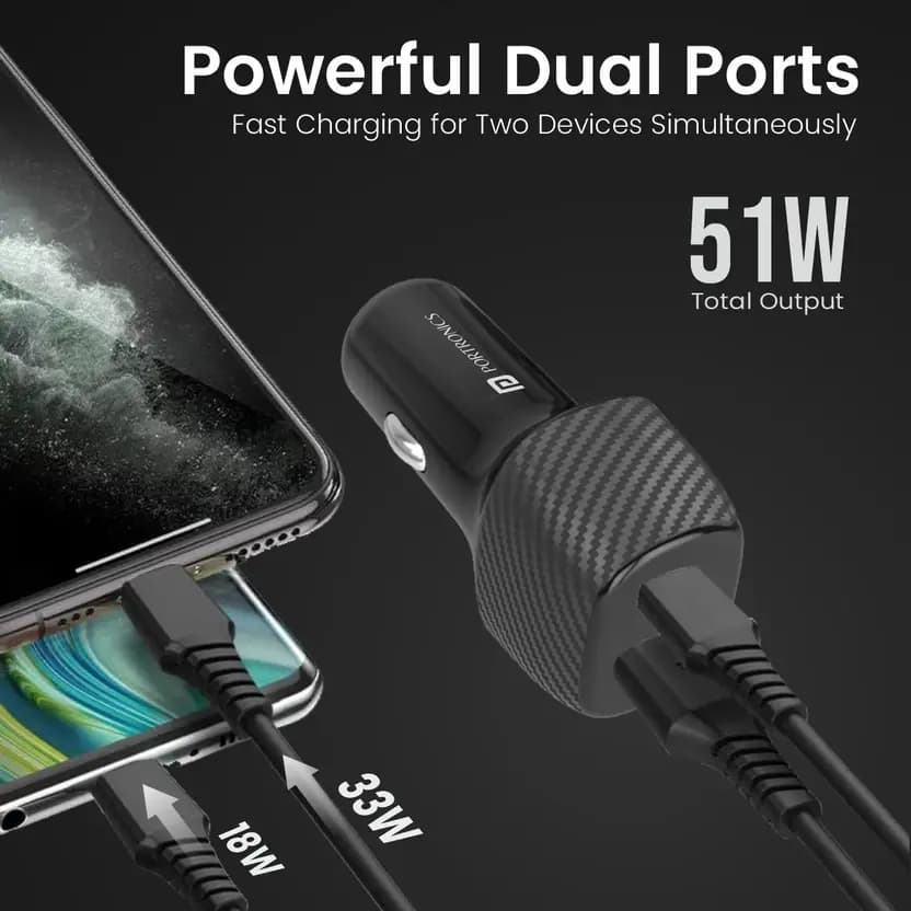 Portronics Carvve 51W Turbo Car Charger