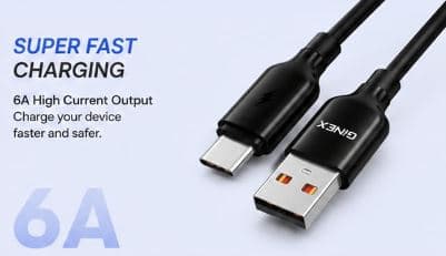GINEX GX-28T 6A USB to Type-C Super Fast Charging Cable image 2