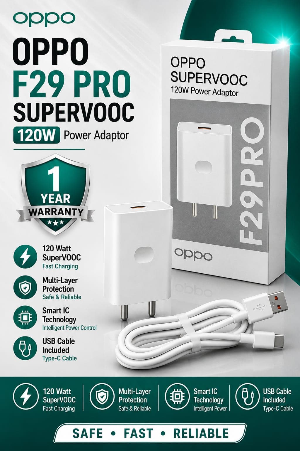 OPPO F29 Pro SUPERVOOC 120W Power Adaptor