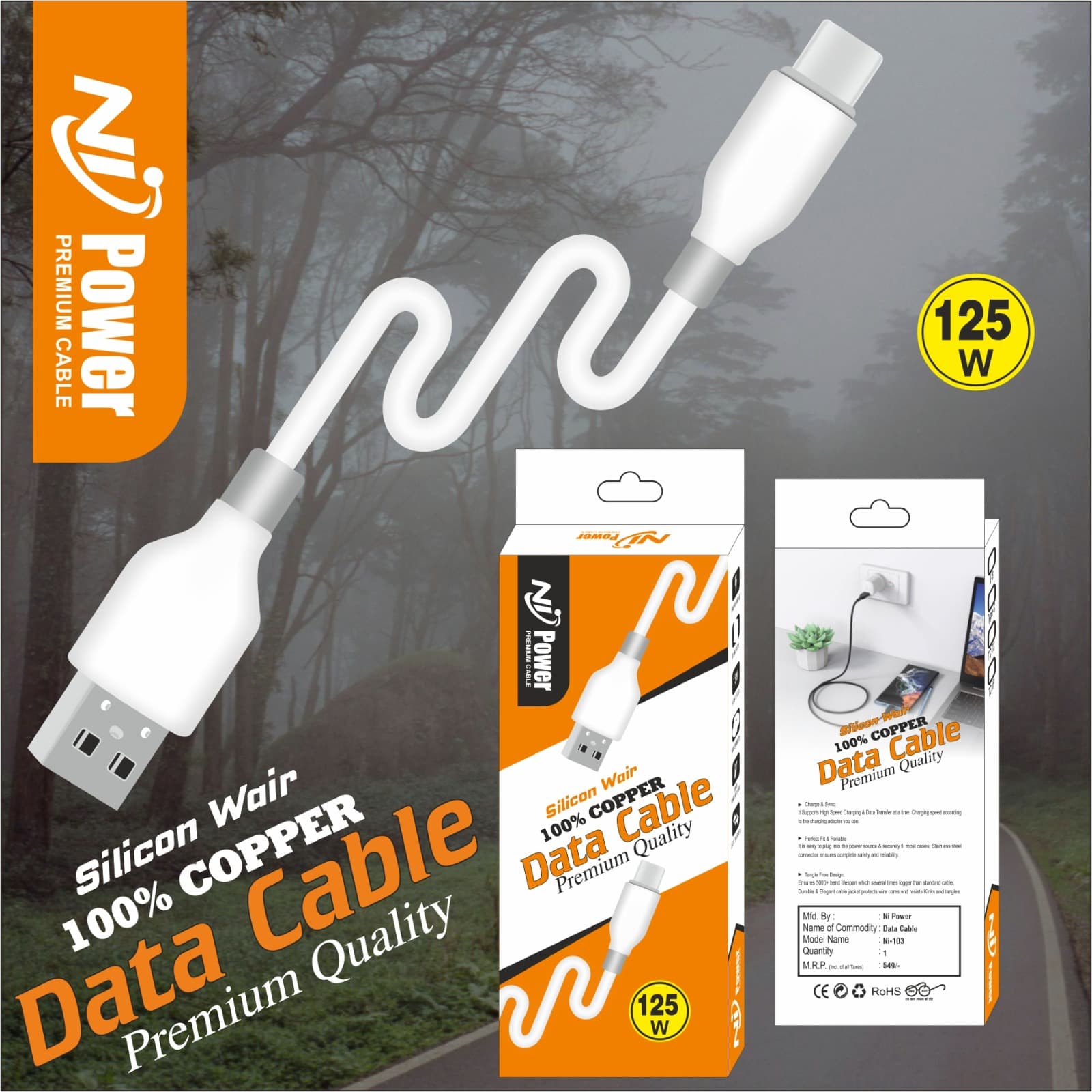 Ni Power Ni-103 Premium 125w Fast Charging Data Cable