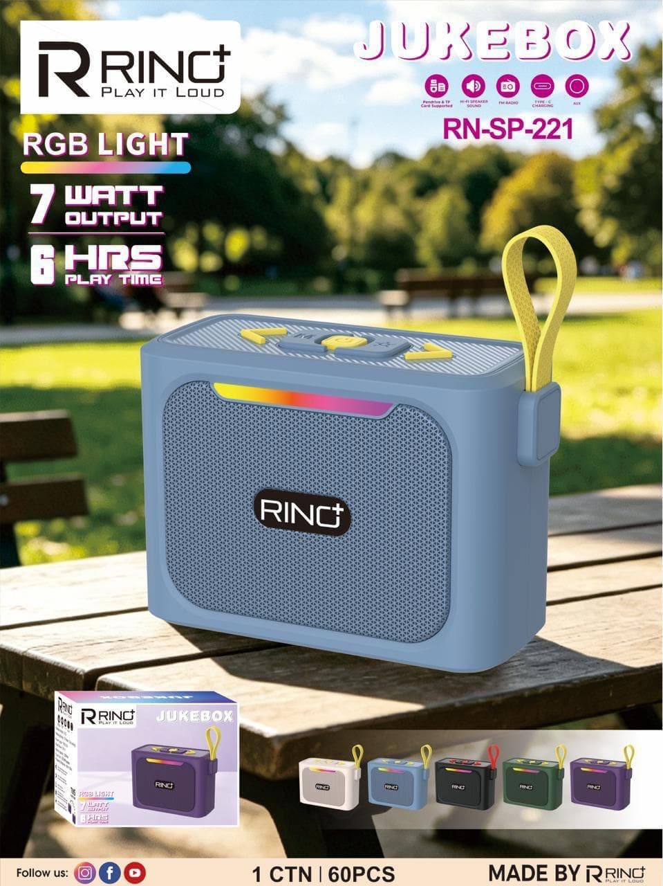 Rino⁺ Jukebox RN-SP-221 Portable Wireless Speaker
