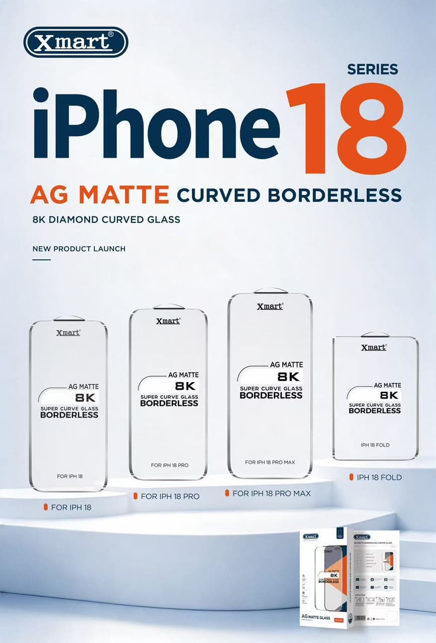 Xmart IPhone 18 Series AG Matte 8K Super Curved Borderless Tempered Glass