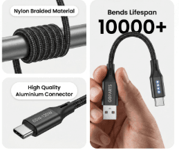 GOPARTS 65W to 120W Type C Braided Cable with LED 6A image 3