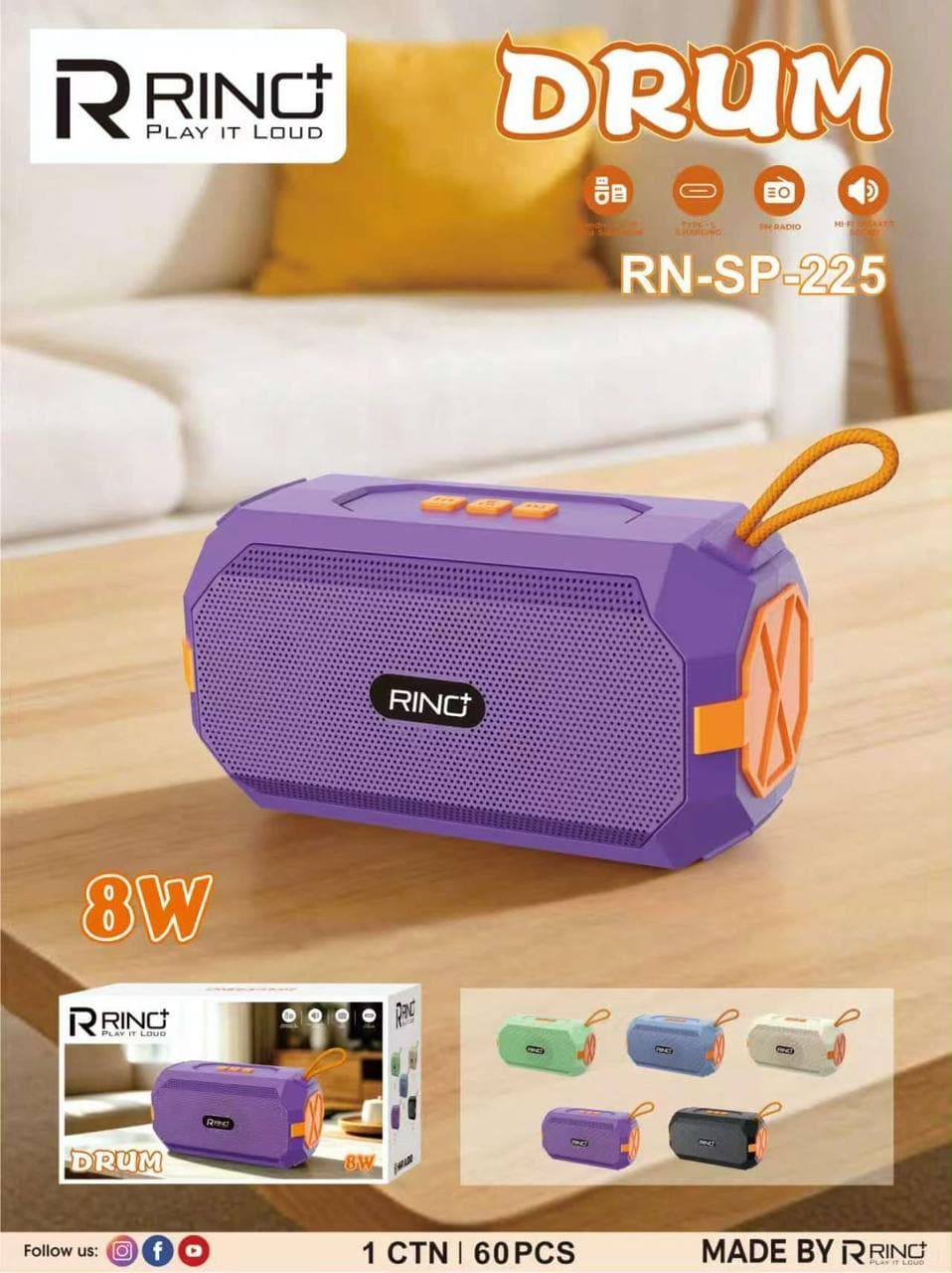 Ring+ Drum Portable Bluetooth Speaker