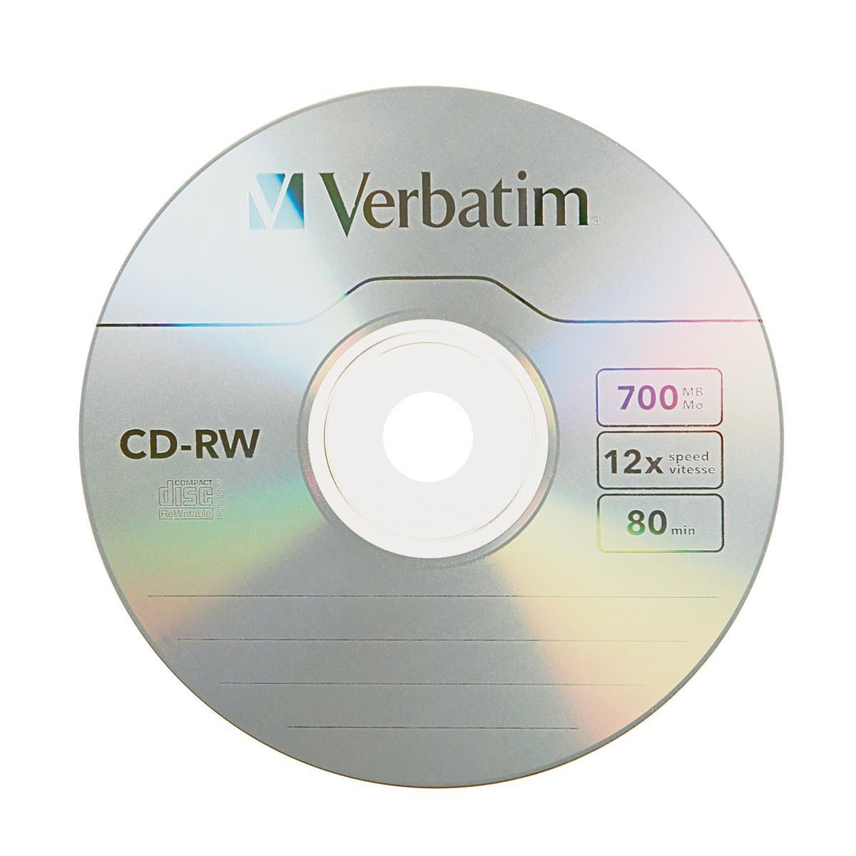 Verbatim CD RW 700MB 8 10X Colour 5Pack Slimcase