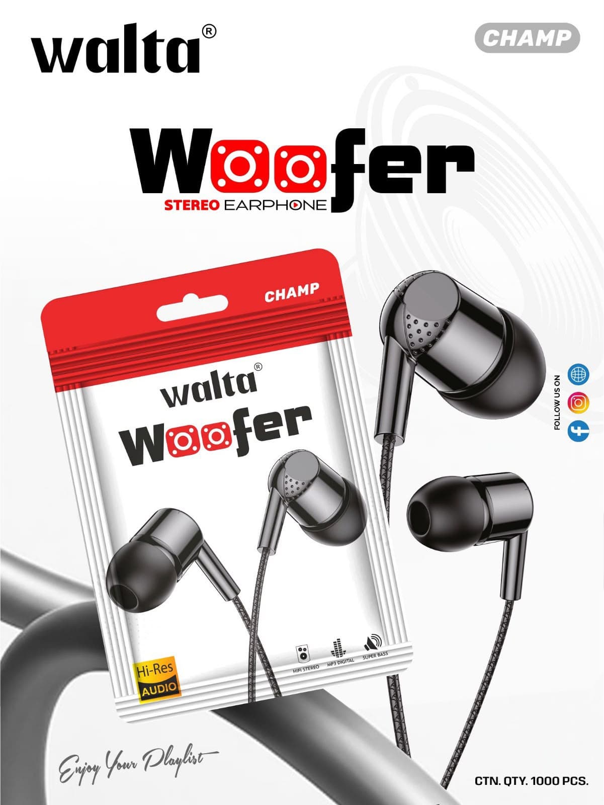 Walta Woofer CHAMP Stereo Earphones