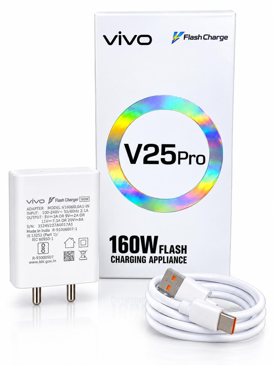 Vivo V25 Pro 160W Flash Charging Adapter With Cable