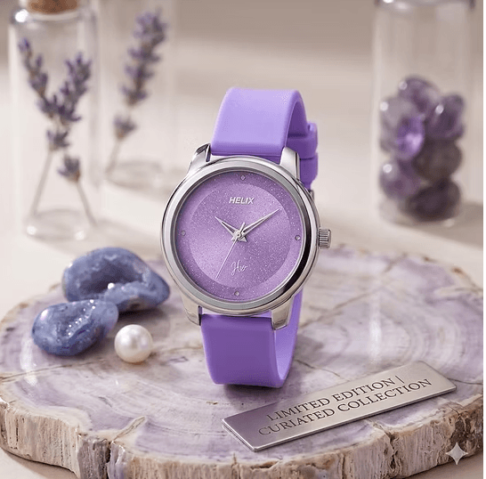 Helix By Timex Purple Round Analog Silicone Watch For Women