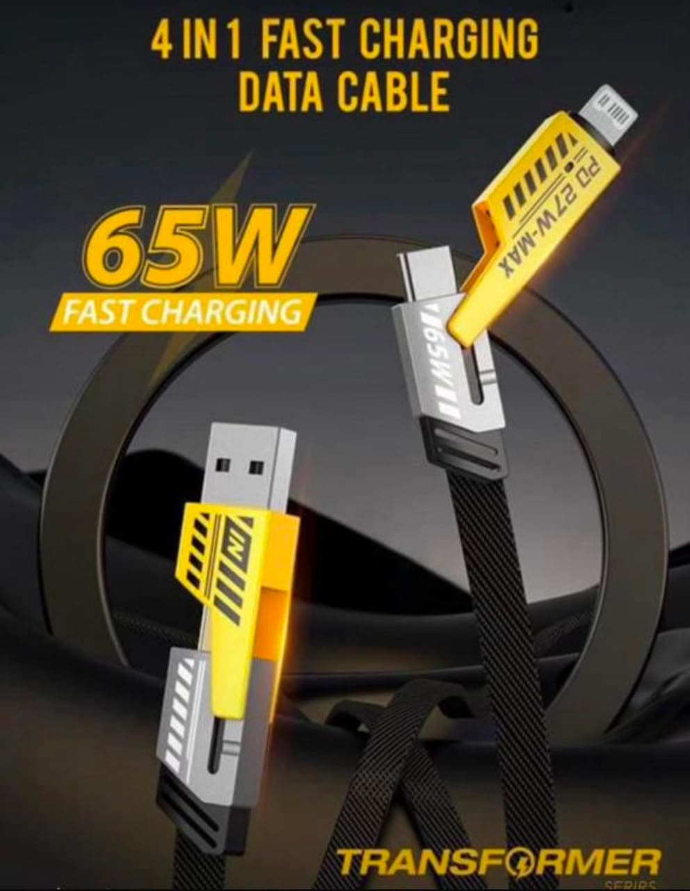 65W 4-in-1 Fast Charging Data Cable