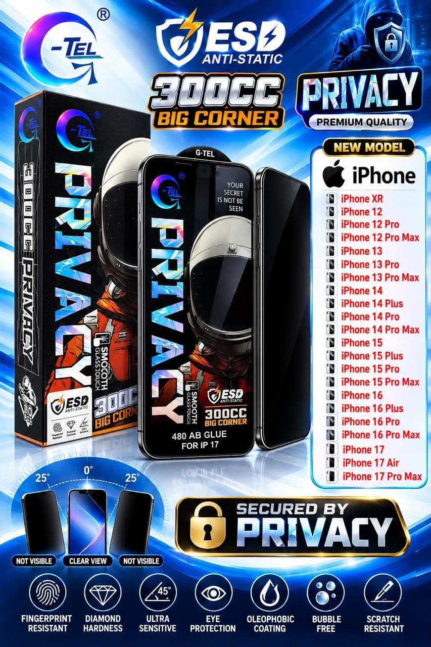 G-TEL 300CC Big Corner Privacy Tempered Glass