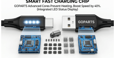 GOPARTS 65W to 120W Type C Braided Cable with LED 6A image 2