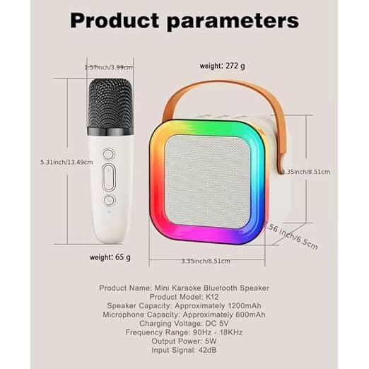 Portable Bluetooth Karaoke Speaker with Wireless Microphone image 3
