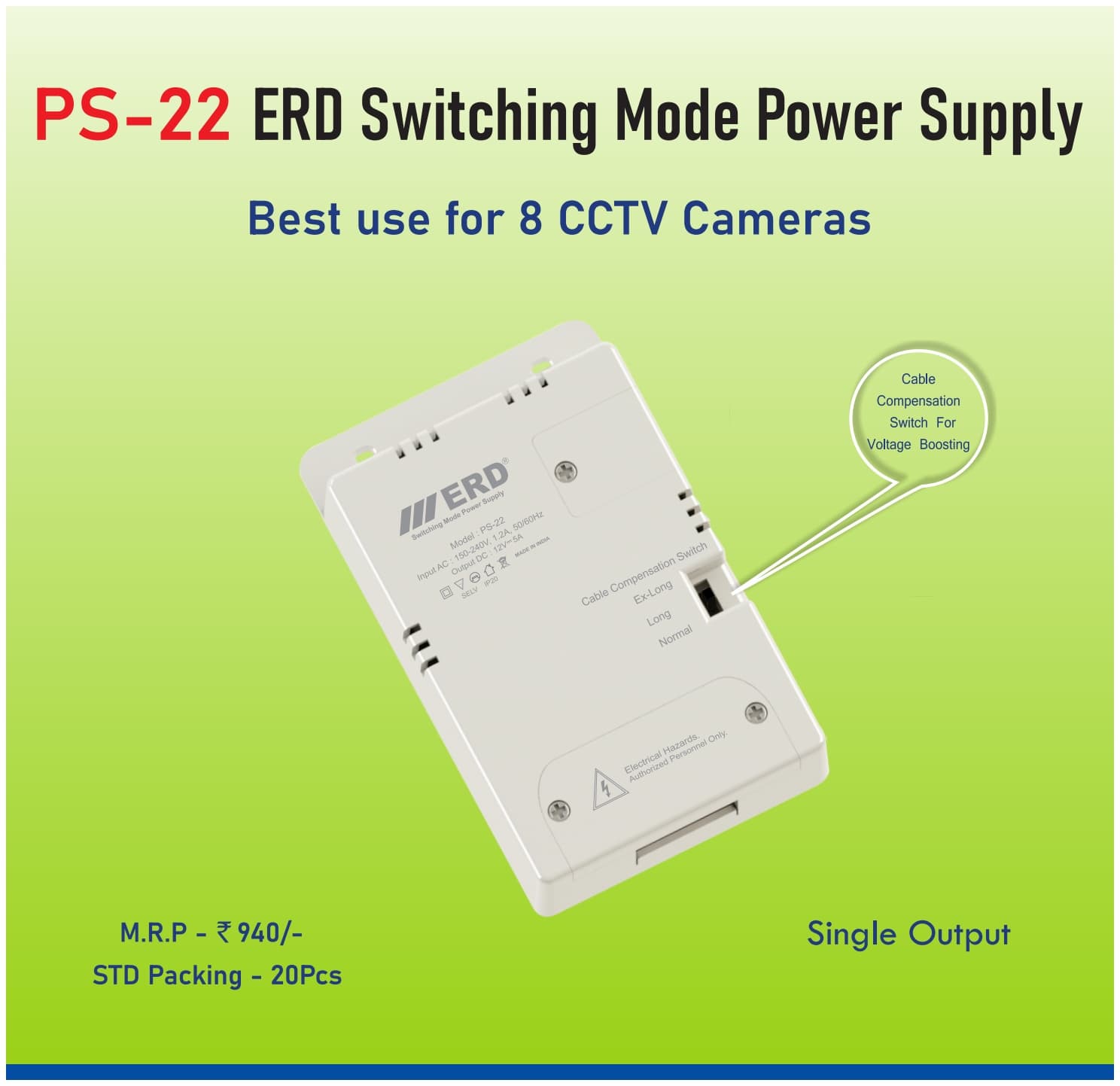 ERD PS-22 12V DC 8-Channel Single Output SMPS