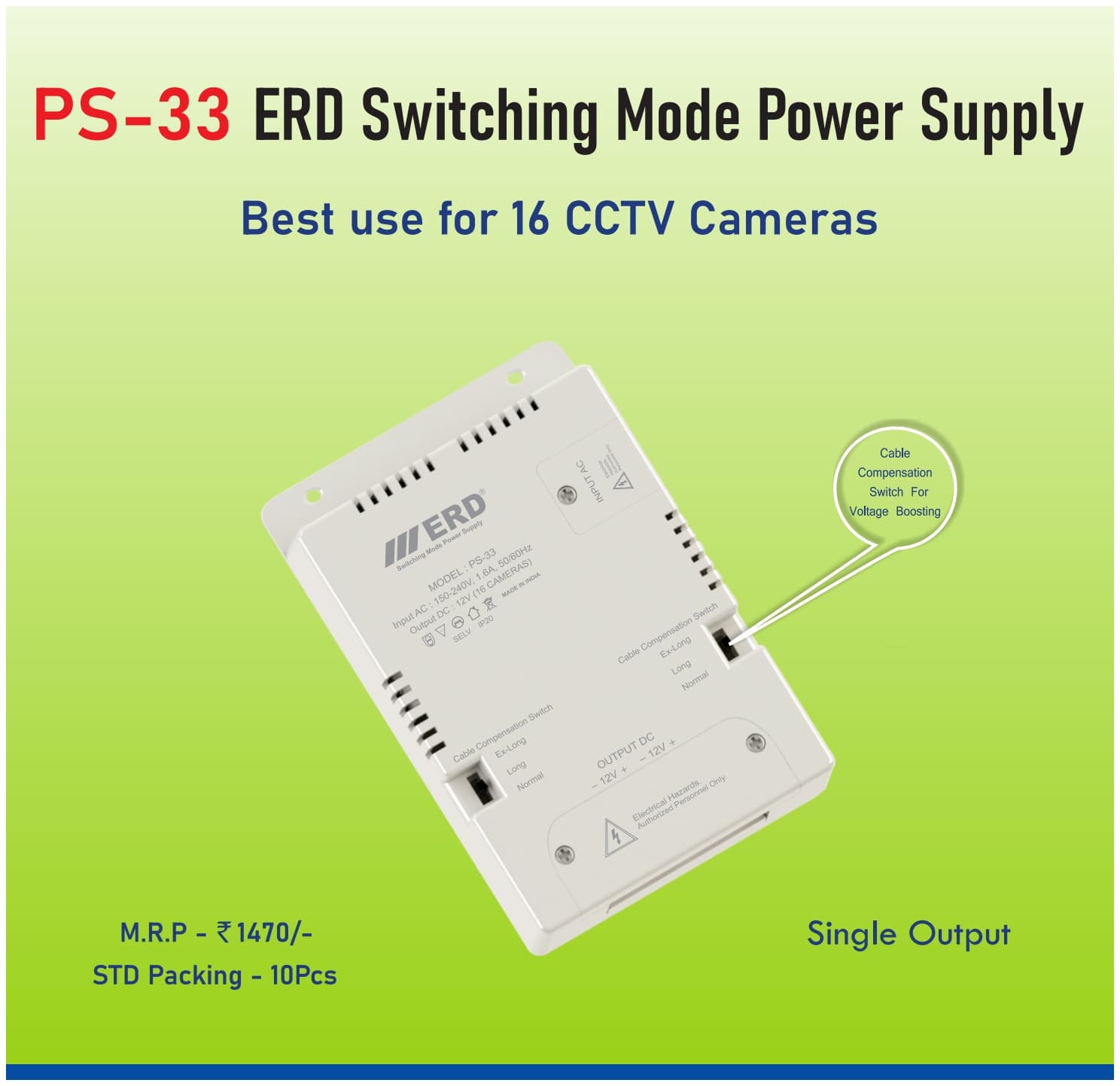 ERD PS-33 12V 16-Channel Single Output SMPS
