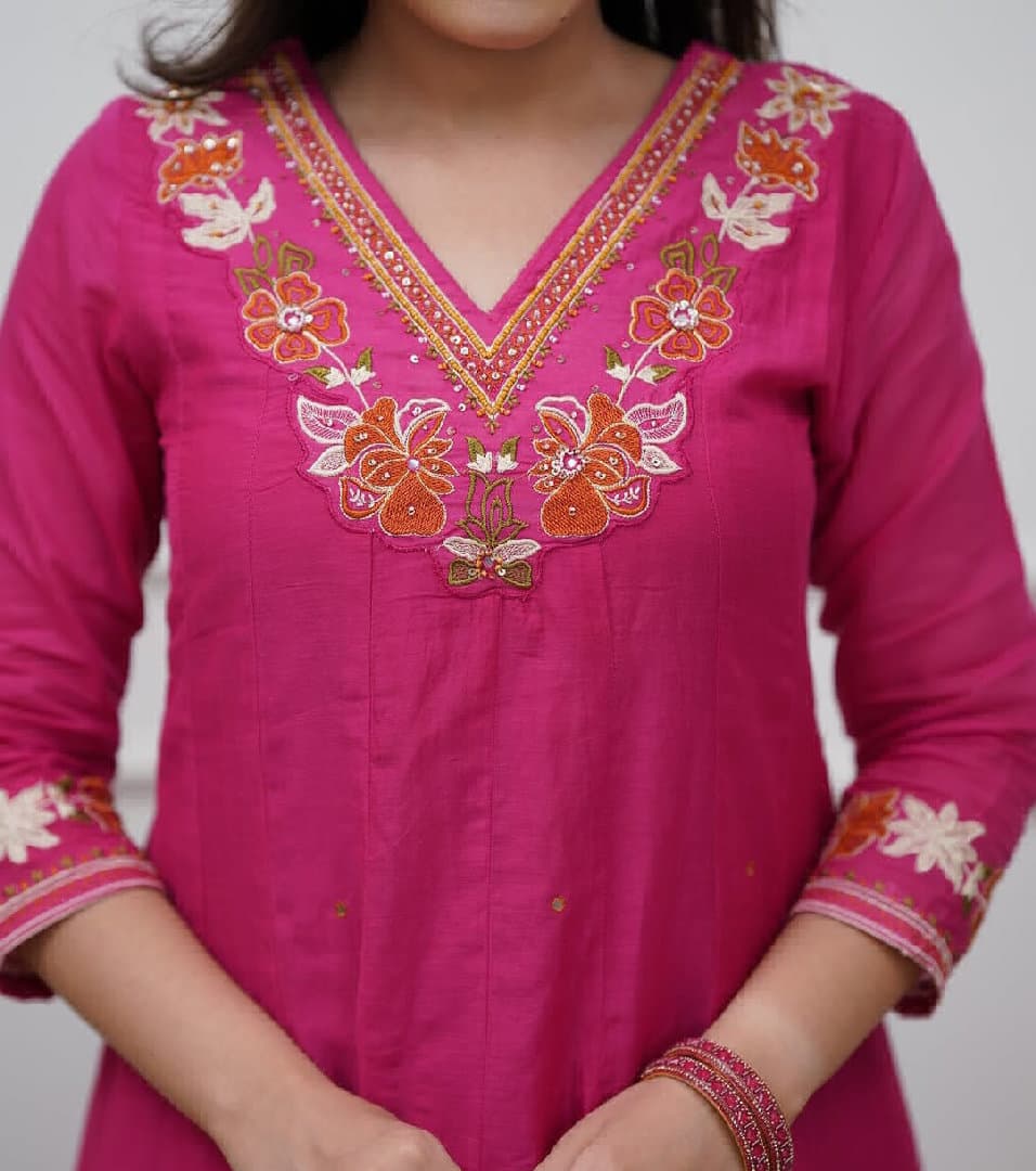 Zentara Womens Pink Cotton 3-piece Suit Set image 4