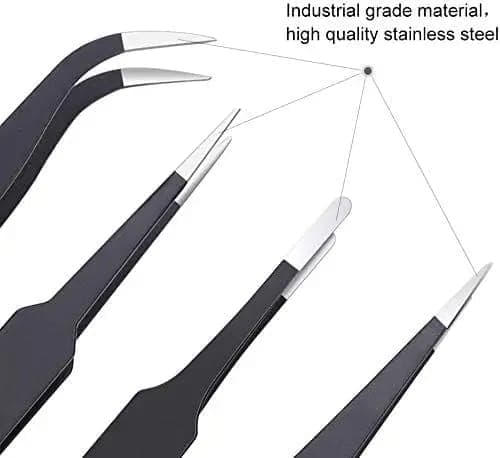 6 Piece Precision Anti Static ESD Tweezers Set image 2