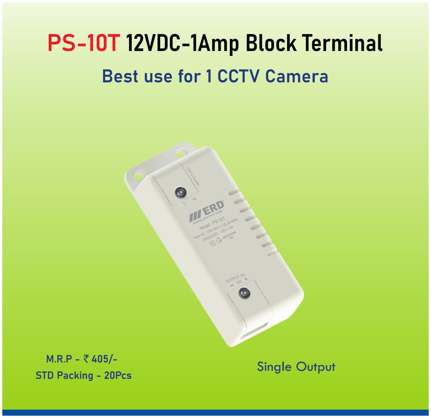 ERD PS-10T 12VDC-1Amp Block Terminal Switching Mode Power Supply