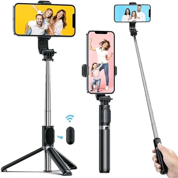 R1S-L Selfie Stick Tripod with LED Light & Bluetooth Remote image 2