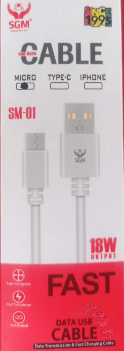 SGM SM-01 18W Fast Data USB V8 Cable