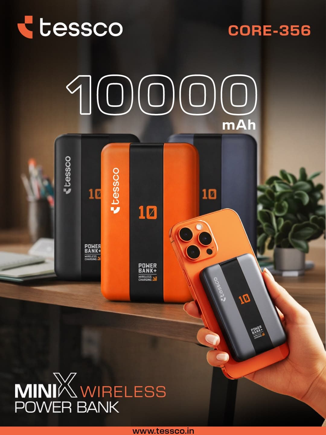 Tessco CORE-356 Mini X Wireless Power Bank 10000mAh
