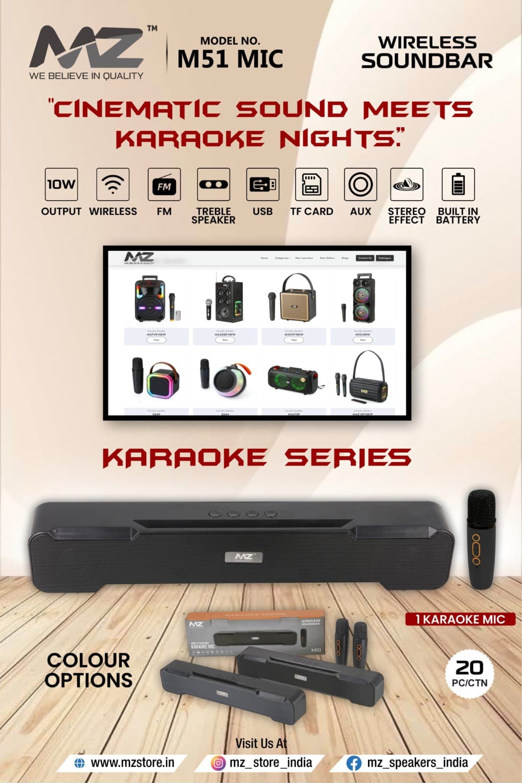 MZ M51 MIC Wireless Soundbar image 3