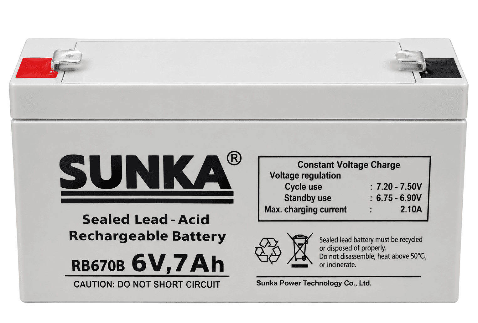 SUNKA 6V 7Ah SLA Rechargeable Battery