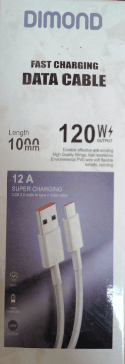 DIMOND Date Cable Fast Charging 120W 12A Super Charging Data Cable (USB-A To Type-C)