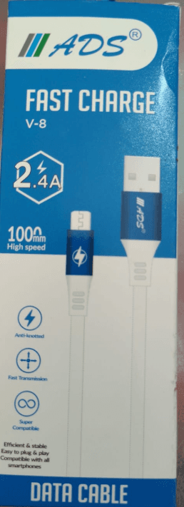 ADS Fast Charge V-8 Data Cable (10pcs Packing Box)