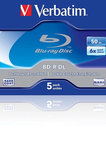 Verbatim BD R DL 50GB 6X 5Pack Jewel Case