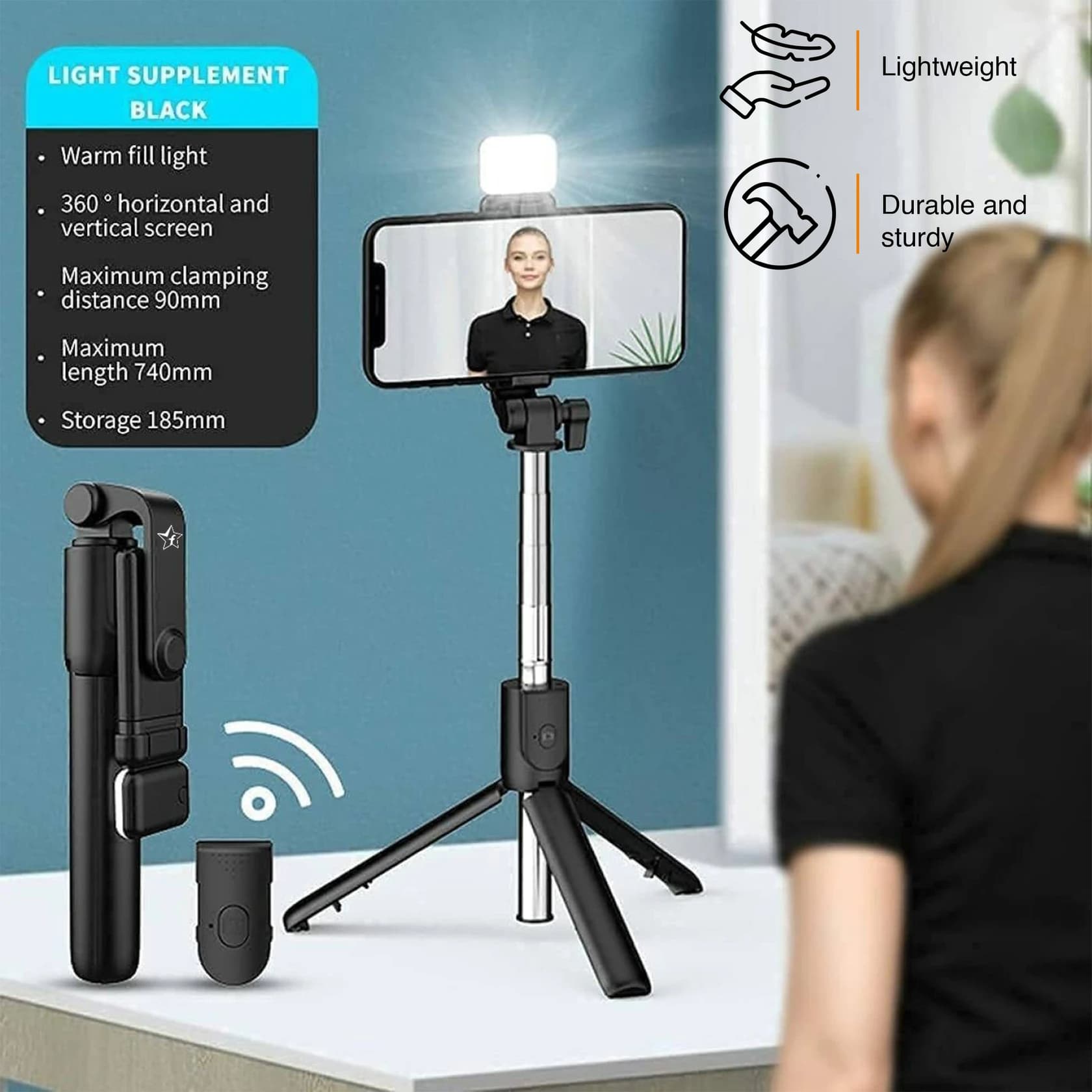 3-in-1 Multifunction Selfie Stick Tripod & Mobile Stand