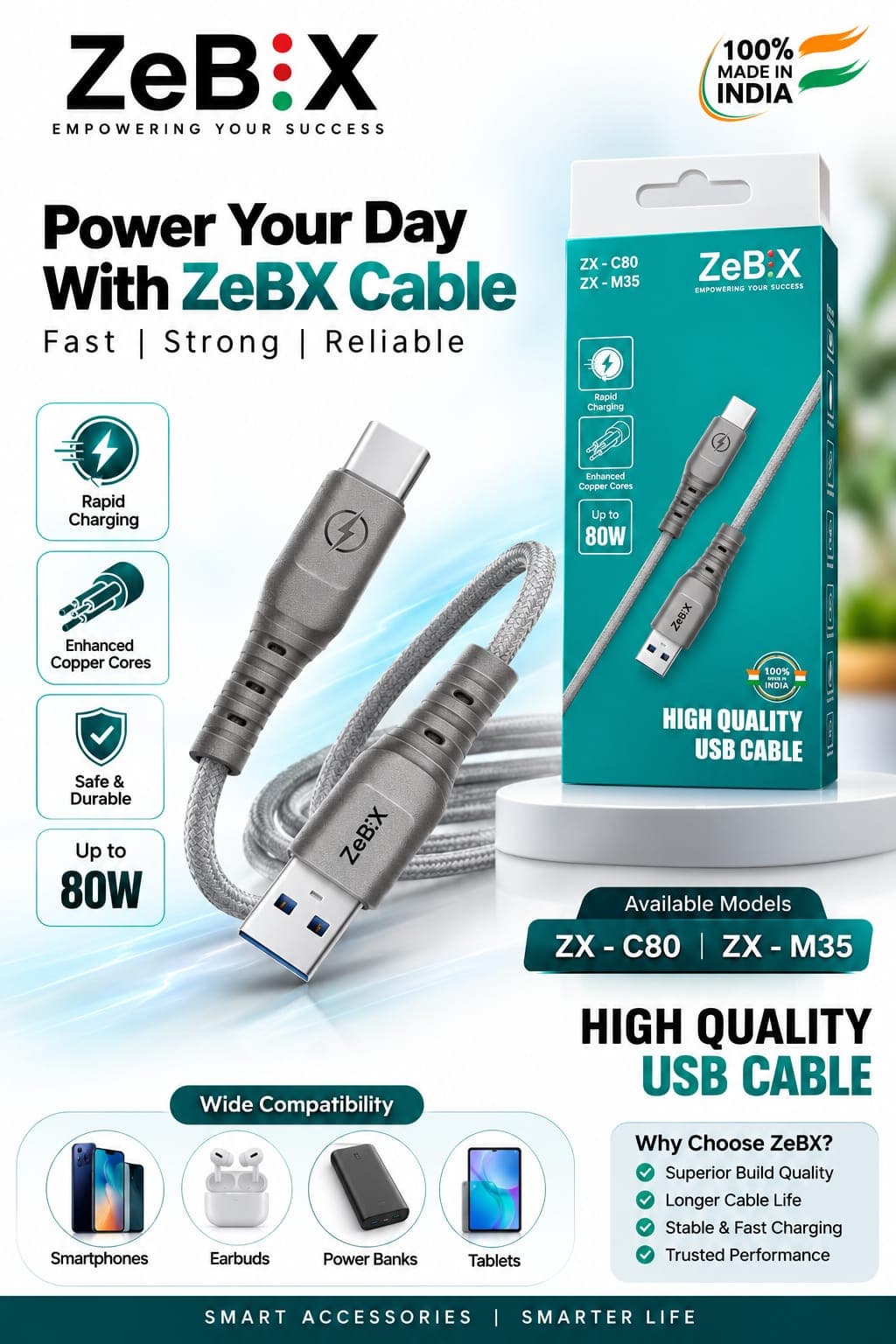 ZeBX High Quality USB Cable ZX-C80 Type-C