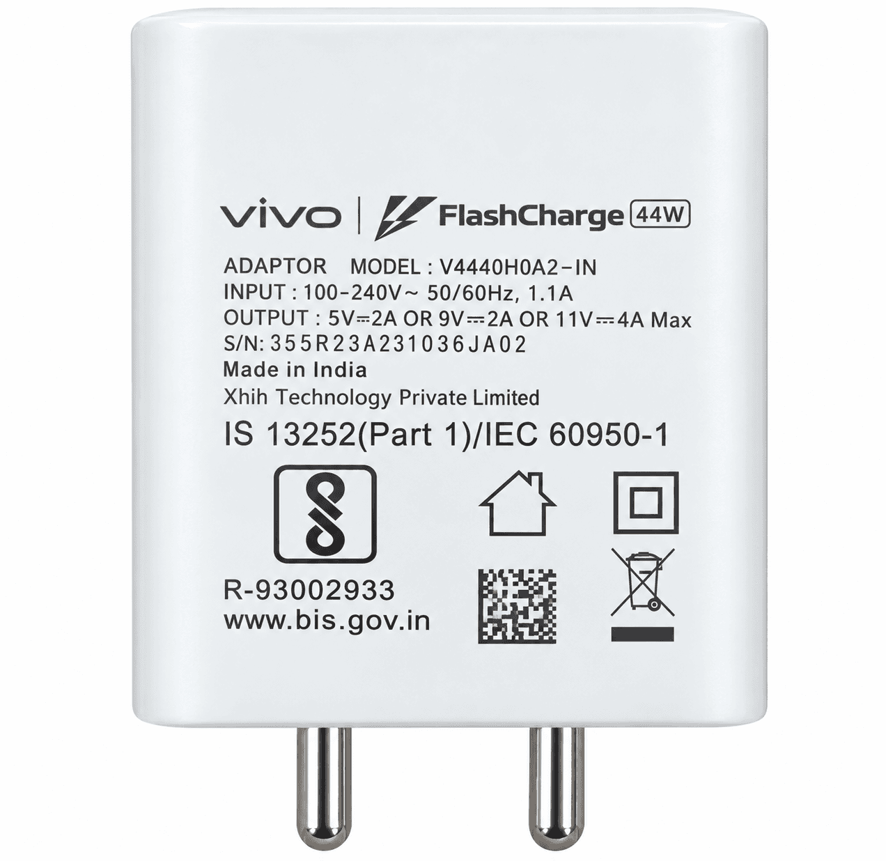 Vivo 44W FlashCharge Adapter