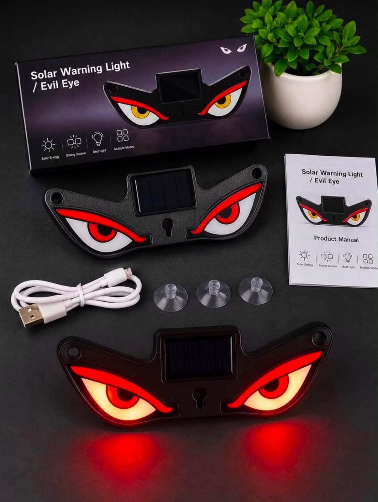 Solar Powered Devil Eye Car Window Light