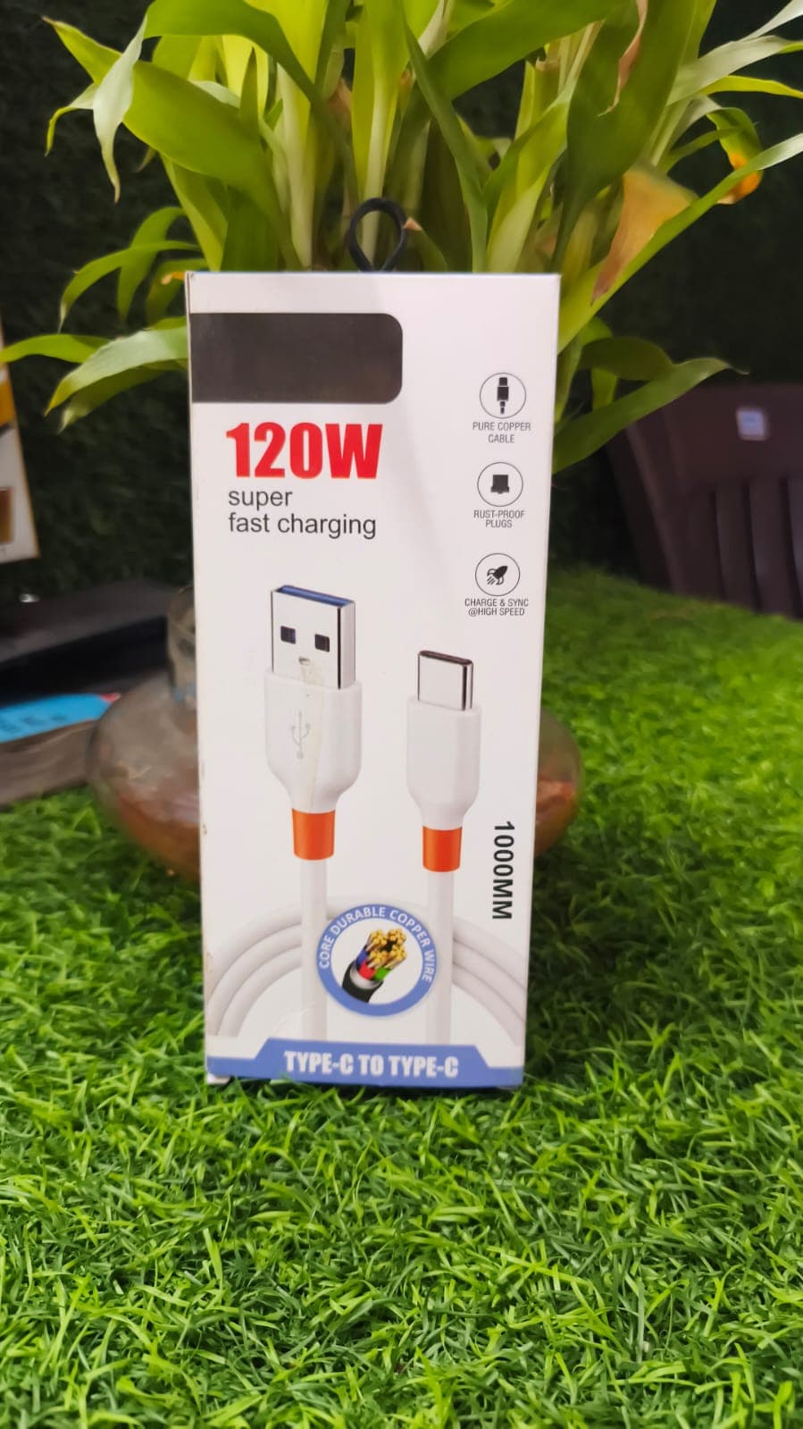 120W Super Fast Charging Type-C to Type-C Cable (1 Meter)