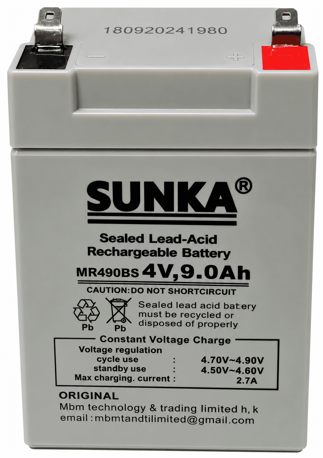 SUNKA 4V, 9AH SLA Rechargeable Battery