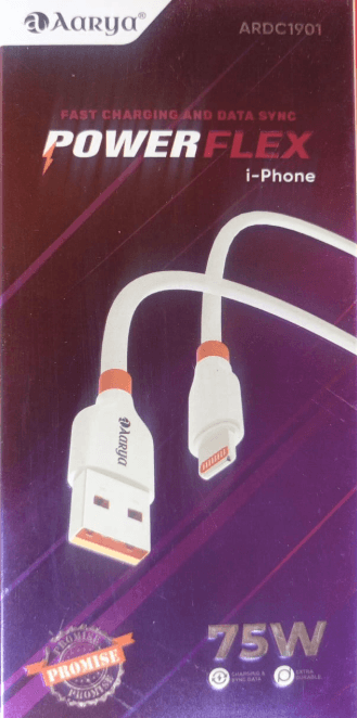 Aarya PowerFlex 75W Fast Charging & Data Sync Cable For IPhone