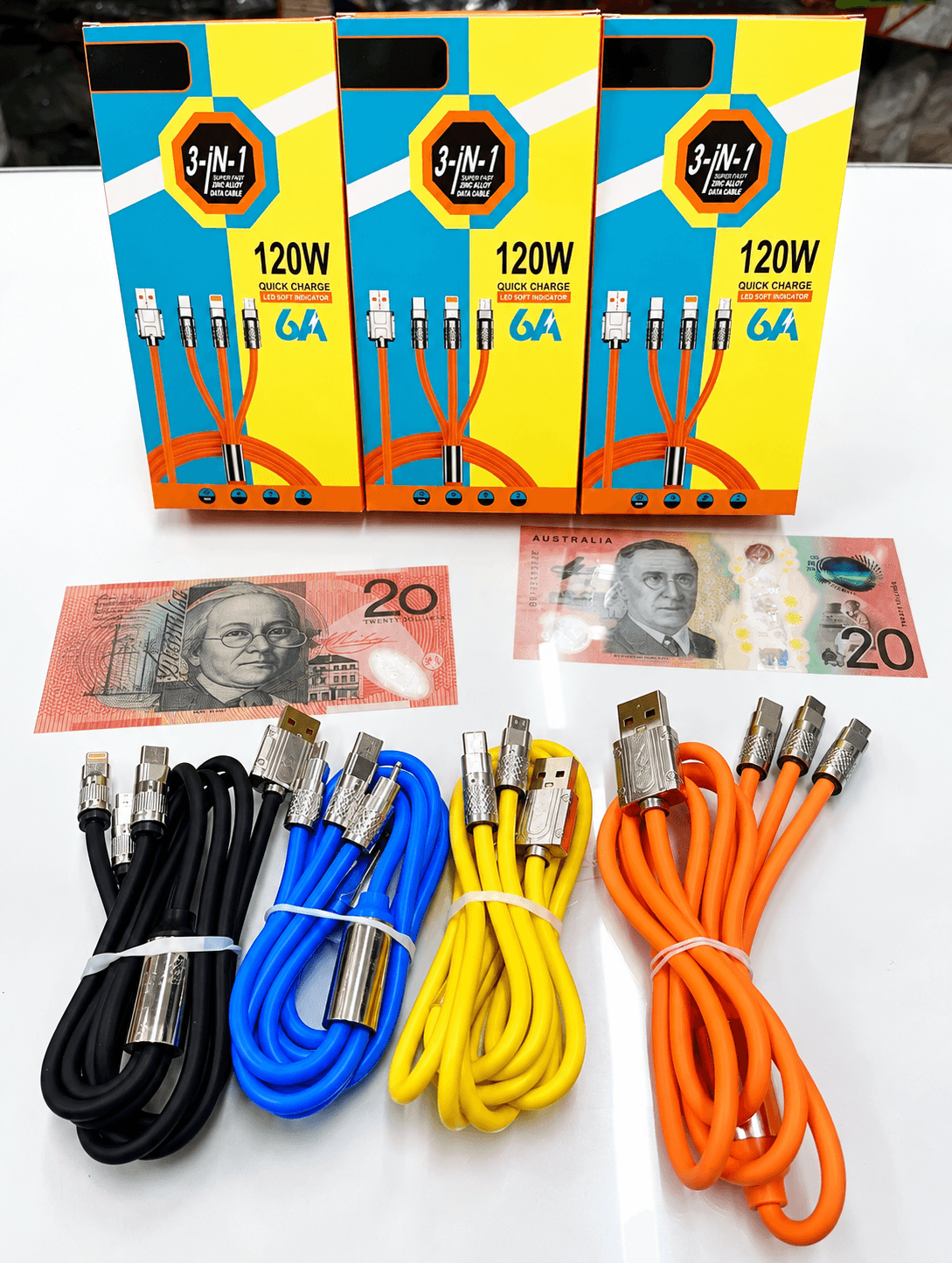 3-in-1 120W 6A Fast Charging Data Cable