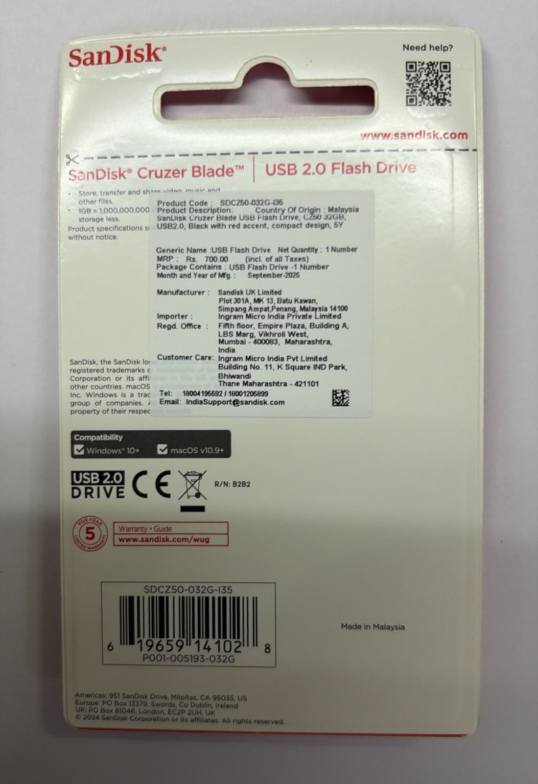 SanDisk Cruzer Blade 32GB USB 2.0 Flash Drive image 2