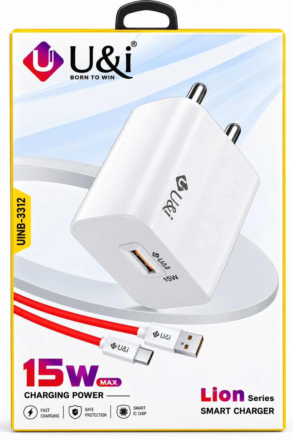 U&i Lion Series 15W Smart Charger With Cable