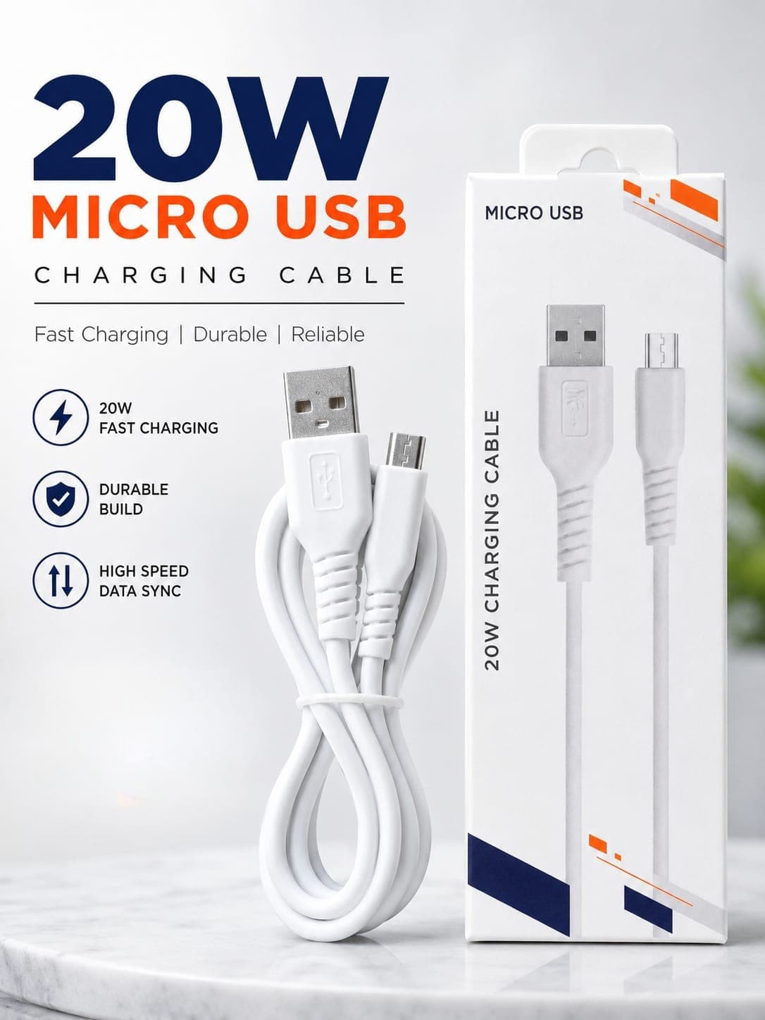 20W Micro (V8) Cable