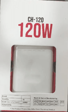 VR CH-120 120W Super Fast Charging Adapter