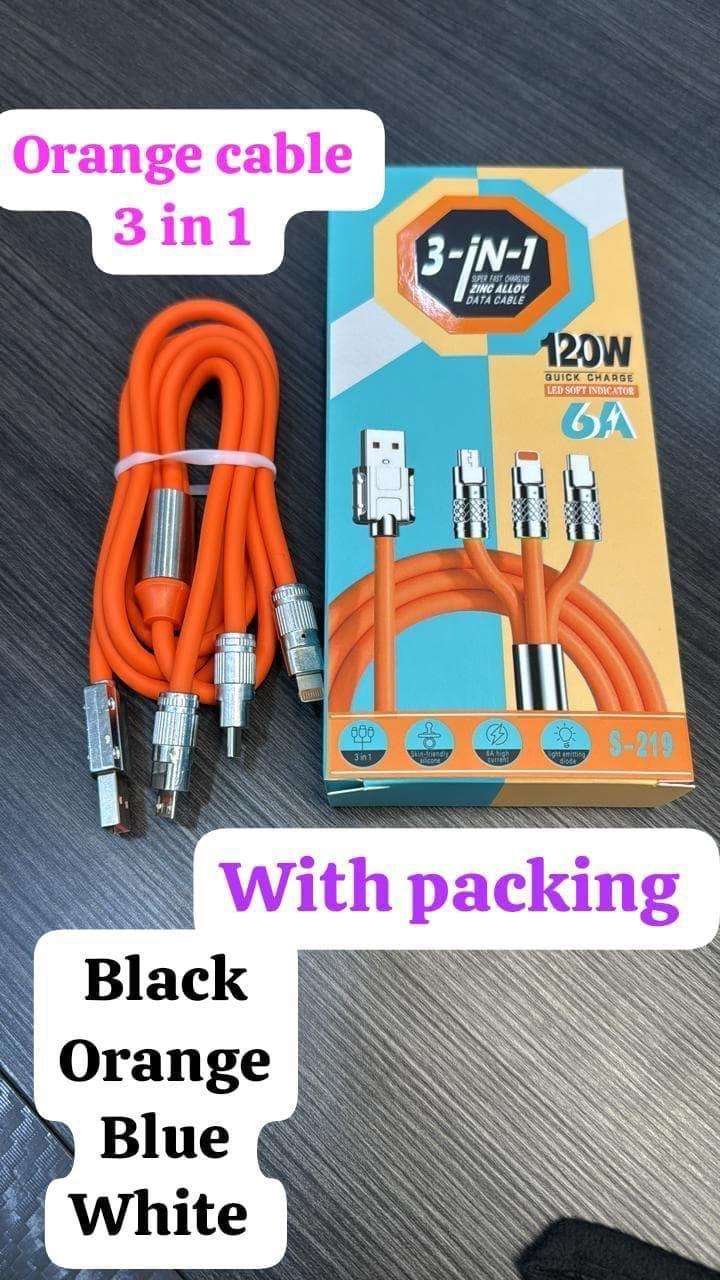 S-219 3-in-1 Super Fast Charging Zinc Alloy Data Cable