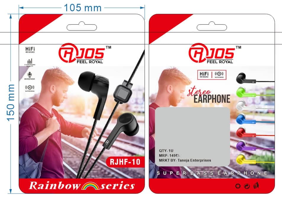 RJOS Feel Royal RJHF-10 Rainbow Series Super Bass Stereo Earphones