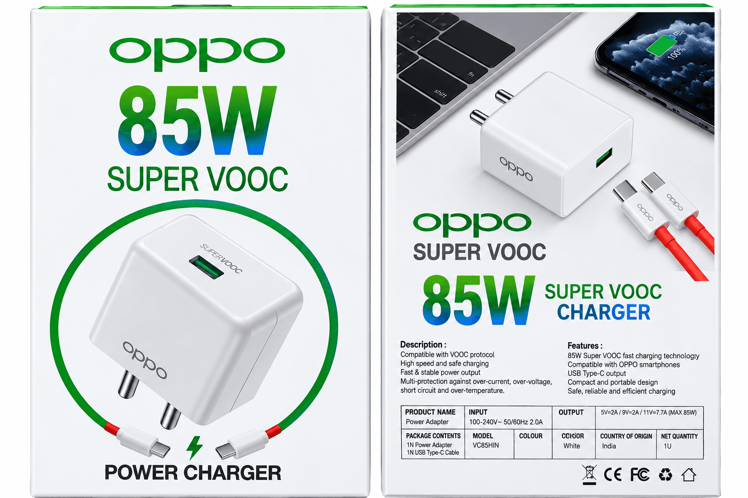 Aclassic Super Vooc 85w Charger  With Type-ccable